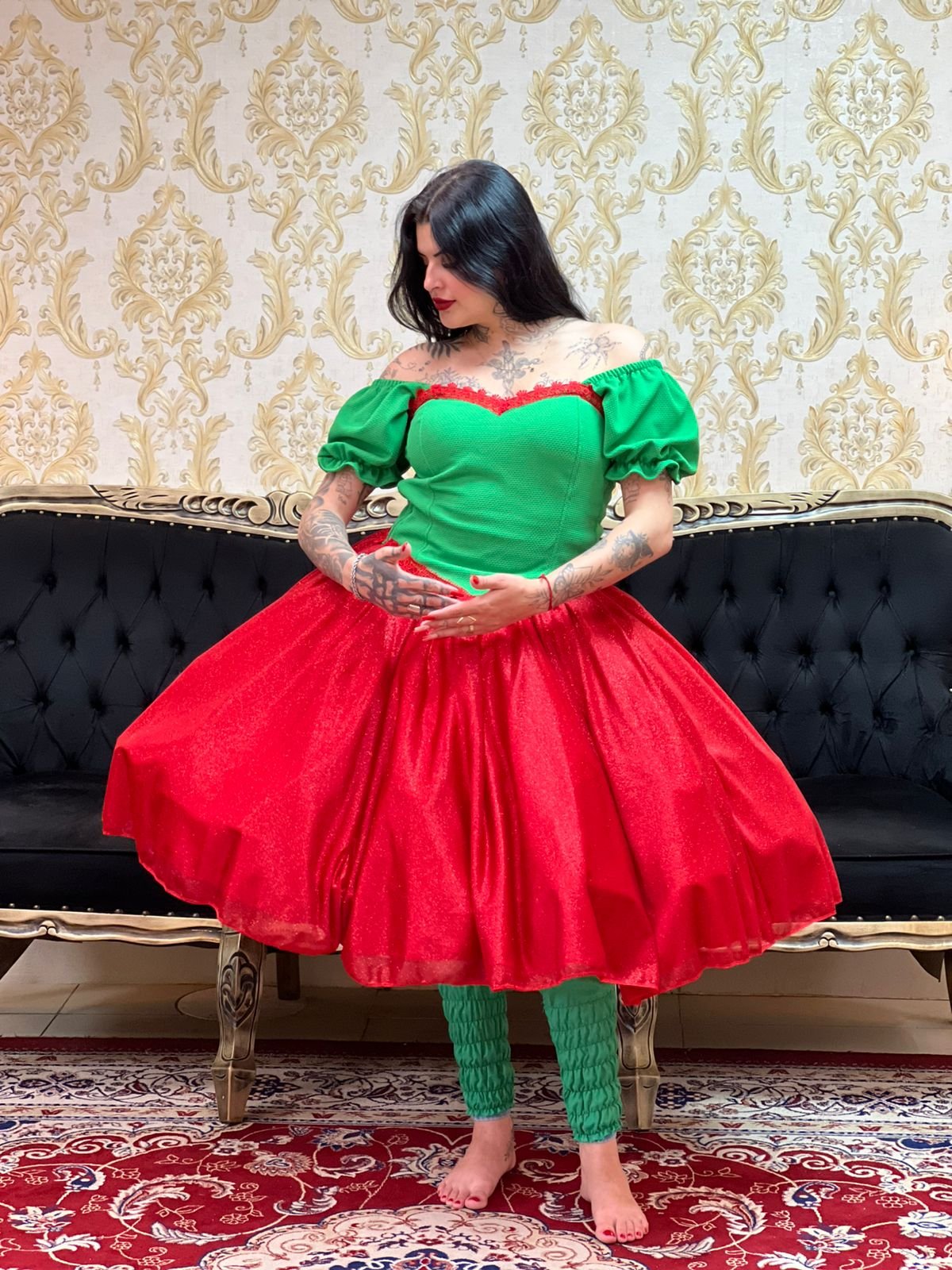 Corpete Piquet Verde/Verm 607