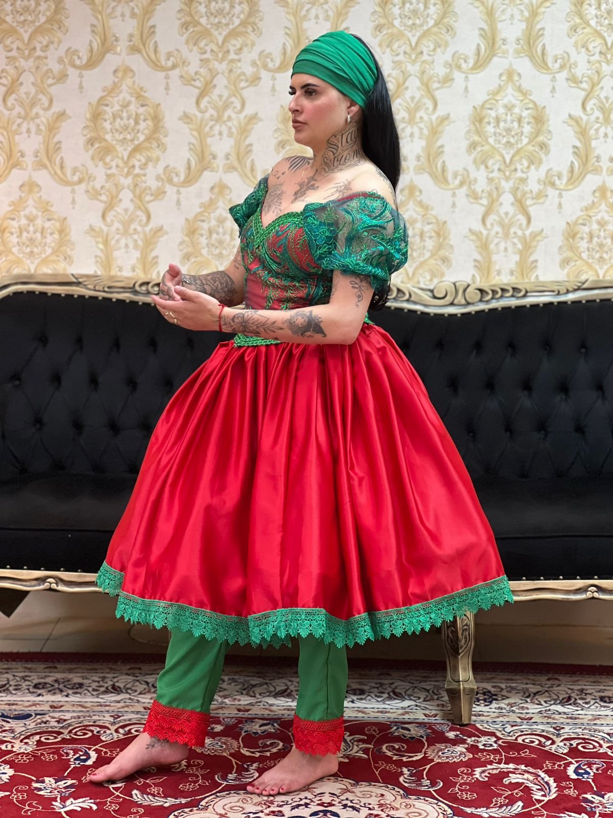 Saia Prada Vermelho/Verde 134