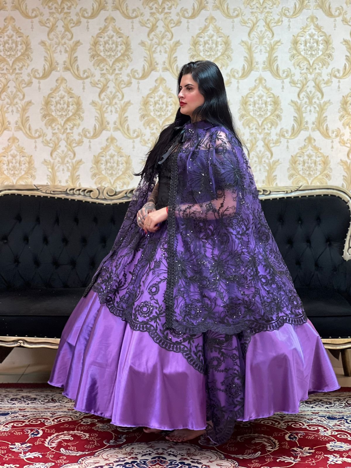 Saia Dama Roxo/Preto 2518