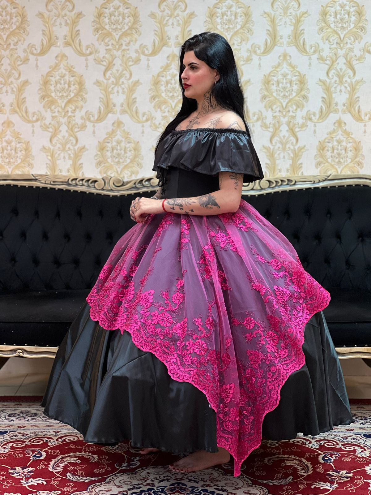 Saia Dama Preto/Rosa 2705