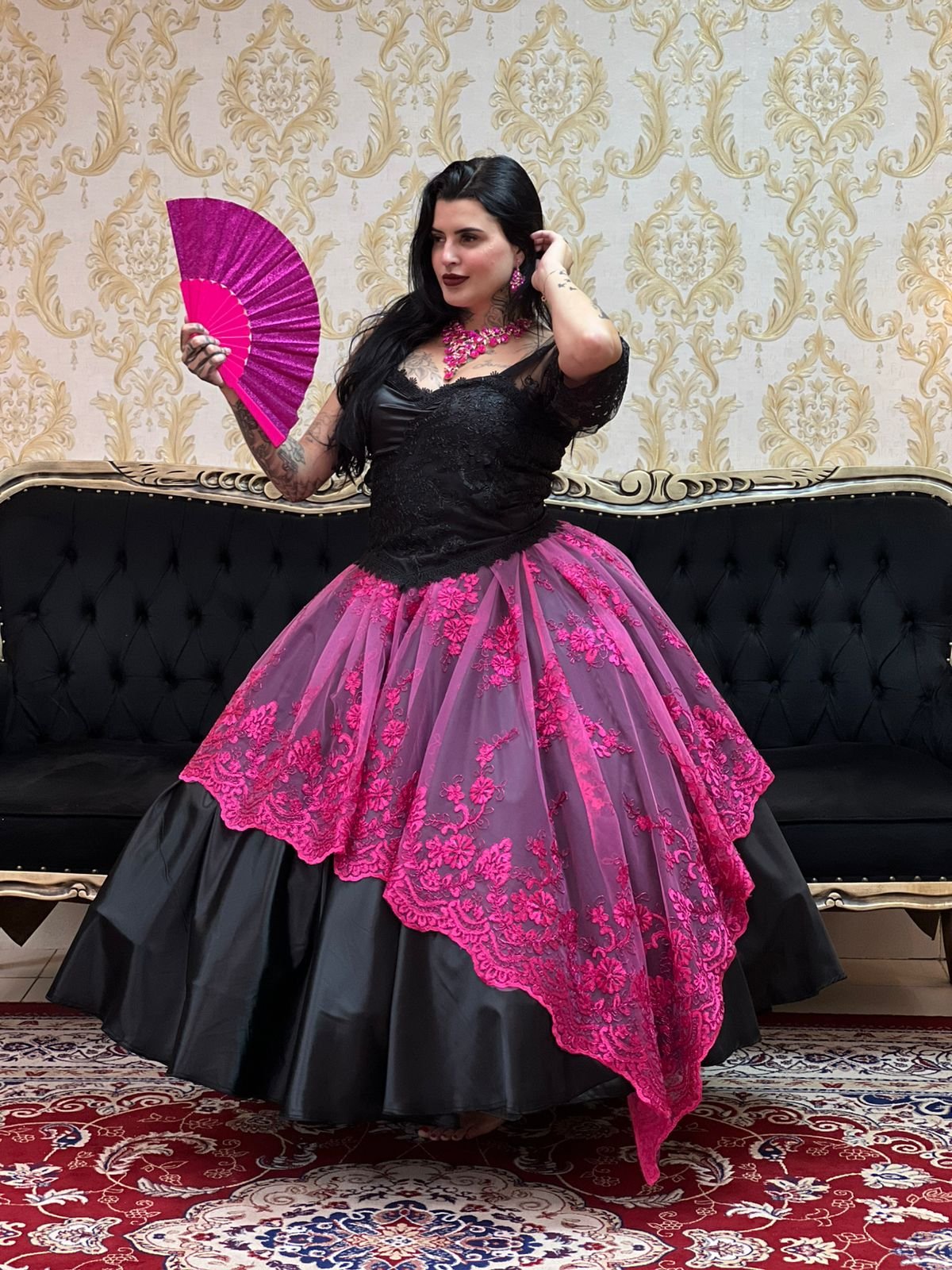 Saia Dama Preto/Rosa 2705