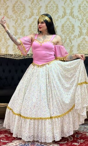 Saia Cigana Renda Branca 8005