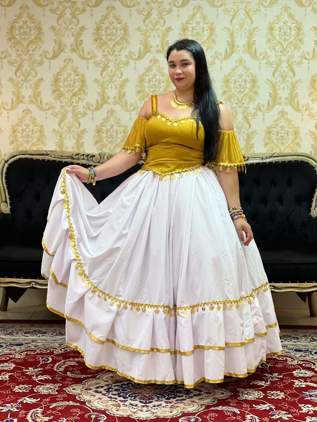 Saia 2 Babados Oxfor Bco/Dou 8012