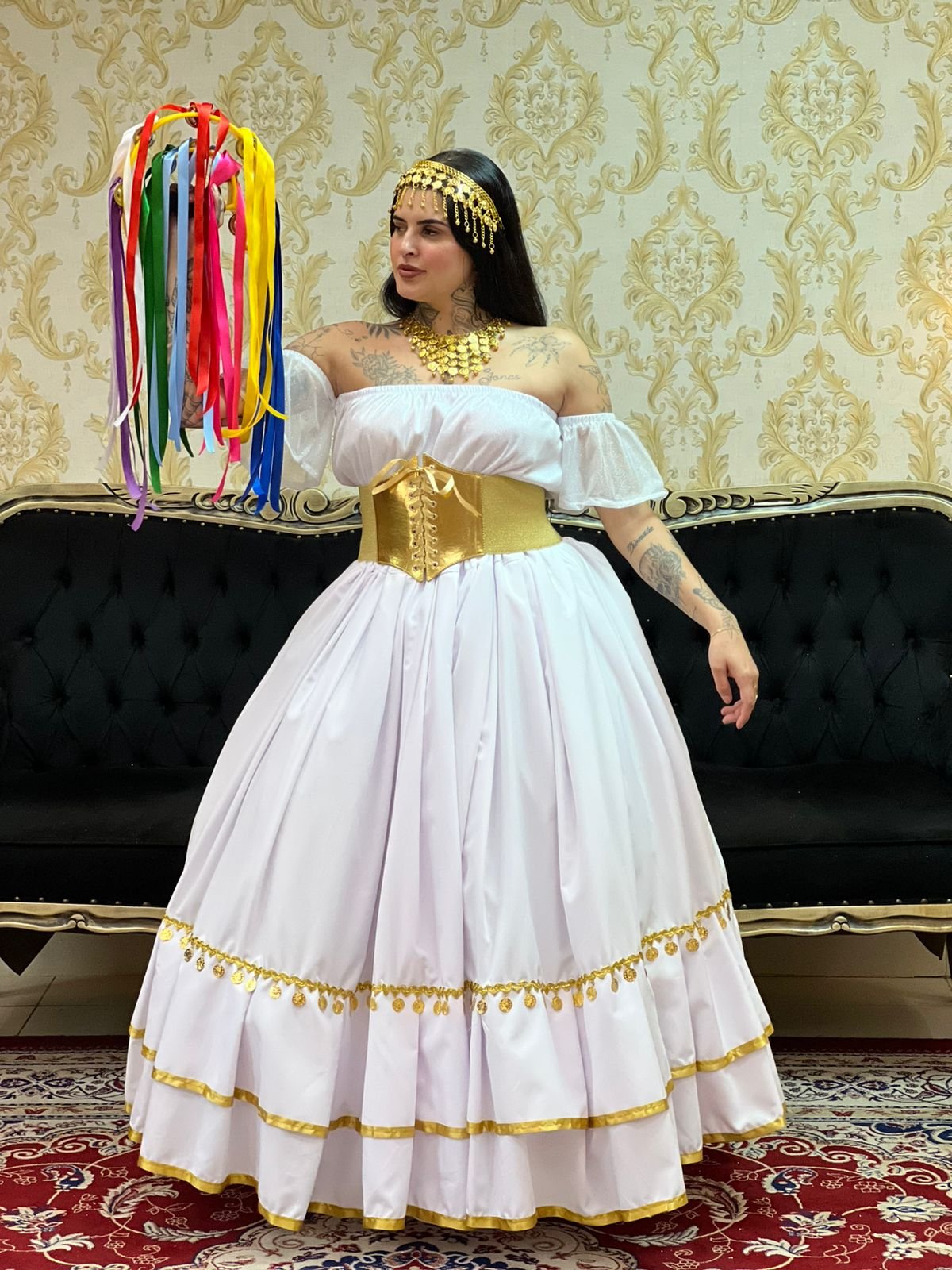 Saia 2 Babados Oxfor Bco/Dou 8012