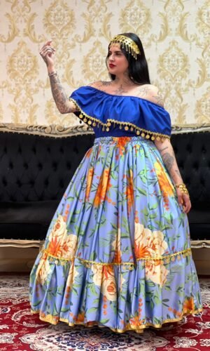 Saia Flores Azul 8408