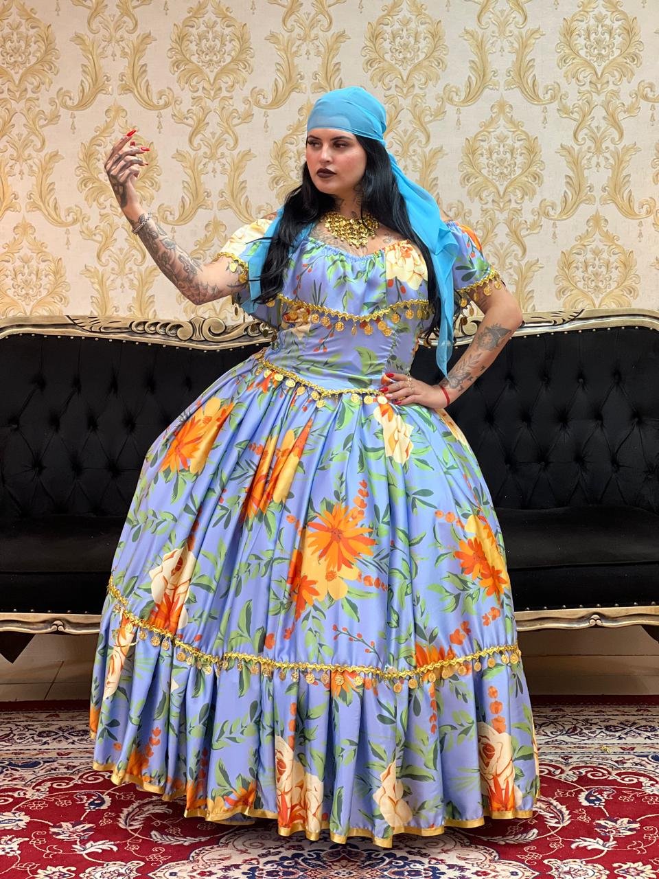 Saia Flores Azul 8408