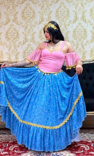 Saia Cigana Renda Azul 8409