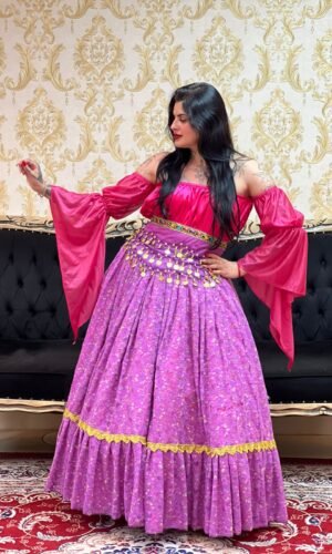 Saia Cigana Renda Fúcsia 8505