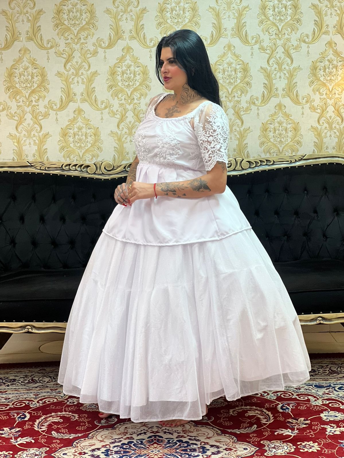 Bata Bordada Branca 029