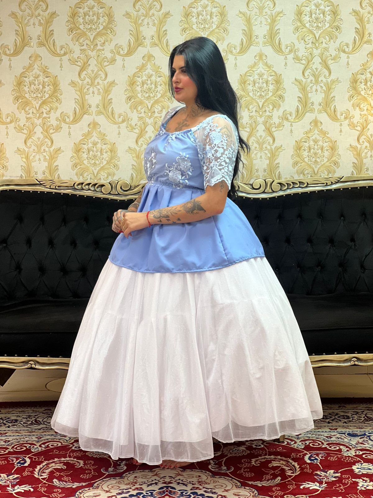 Bata Bordada Azul 449