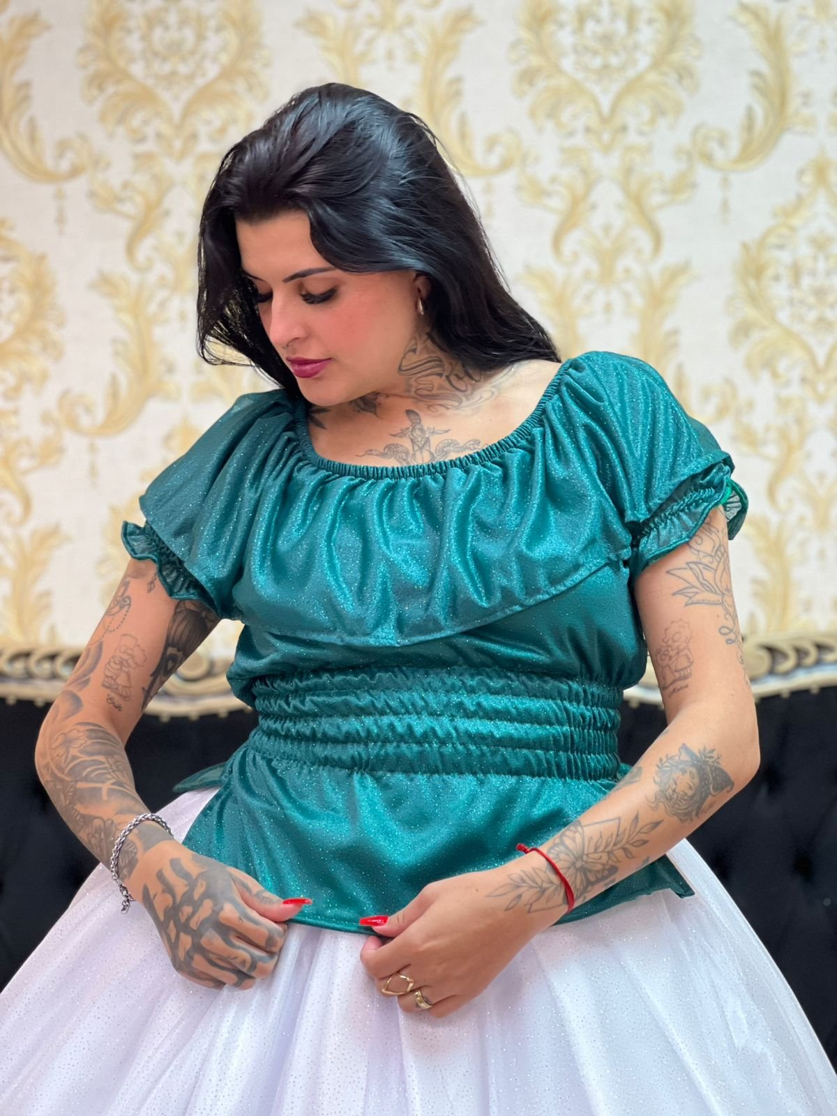 Blusa Babado Aurora Verde Escuro 661