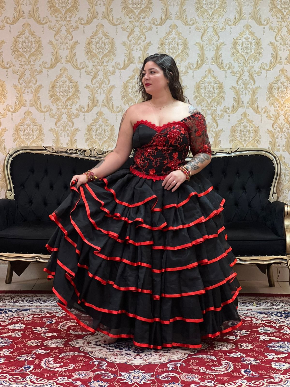 Corpete Glamour Preto/Verm 239