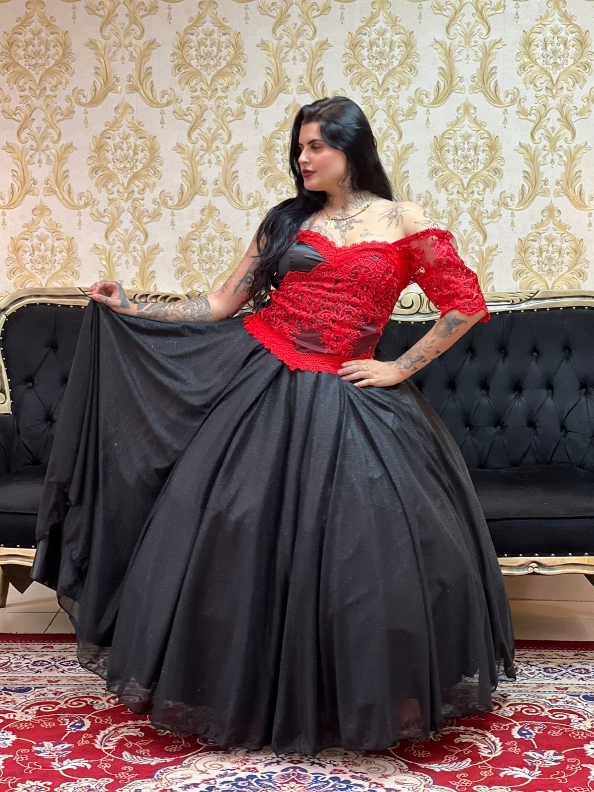 Corpete Glamour Preto/Verm 239