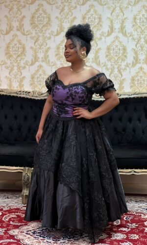 Corpete Bordado Paetê Roxo/Pto 512