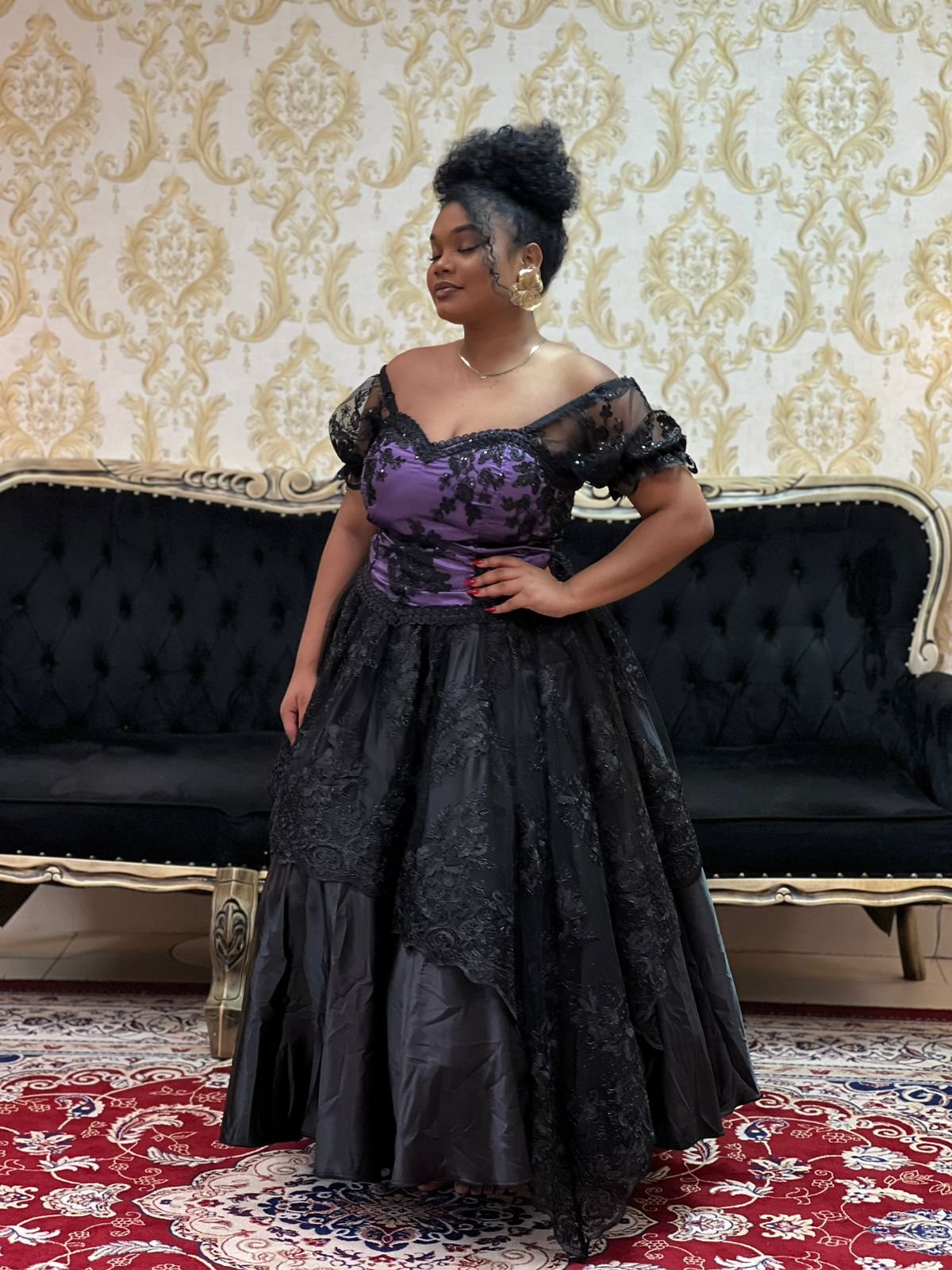 Corpete Bordado Paetê Roxo/Pto 512