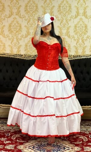 Saia Gomos Oxfor Longa Bco/Verm 022