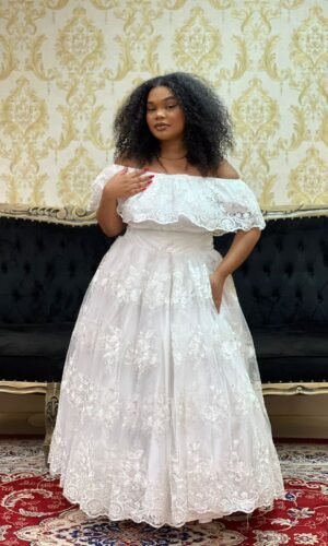 Saia Bordada Longa Furta-Cor Branca 098