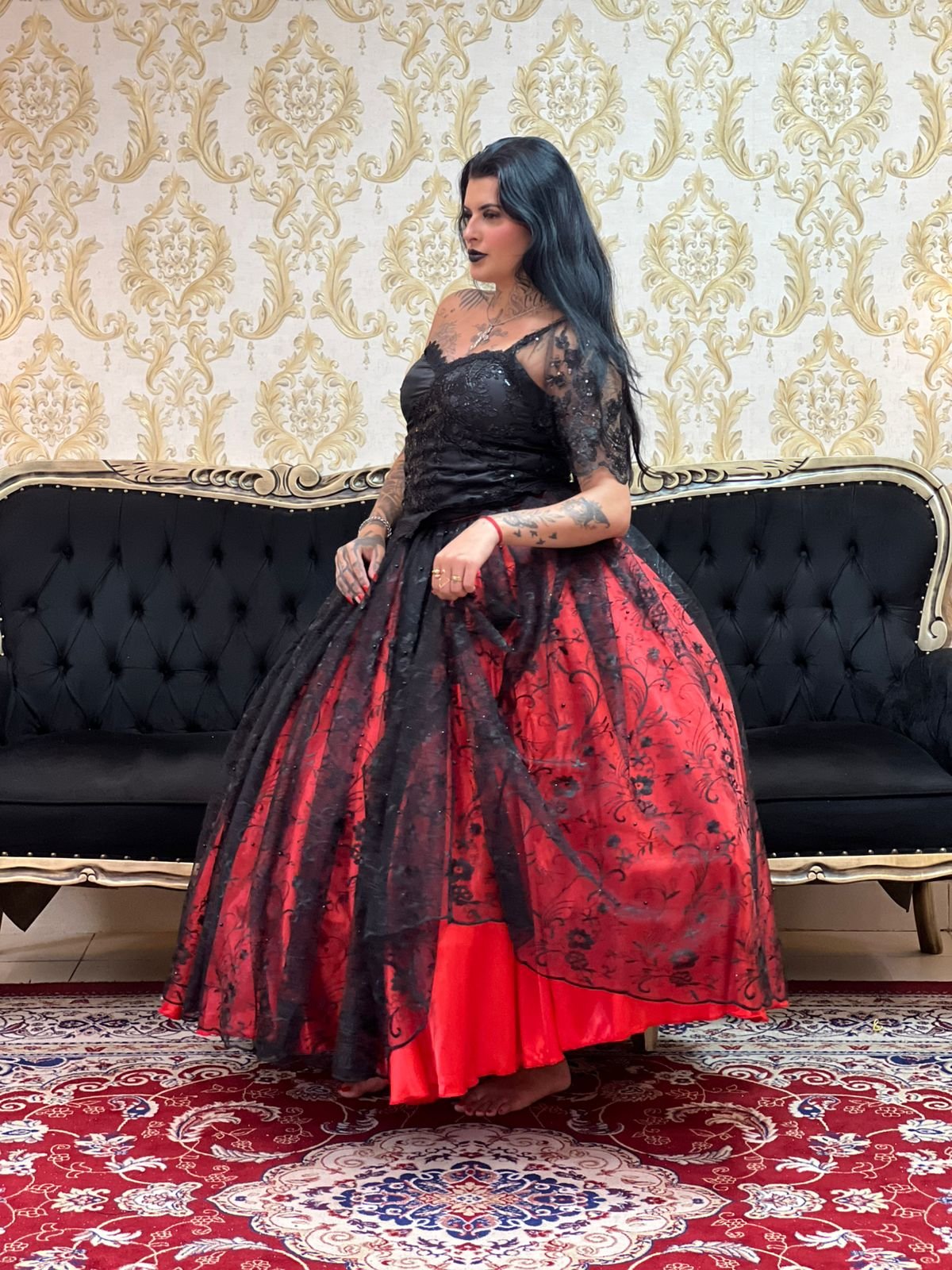 Saia Pérola Longa Verm/Pto 2198