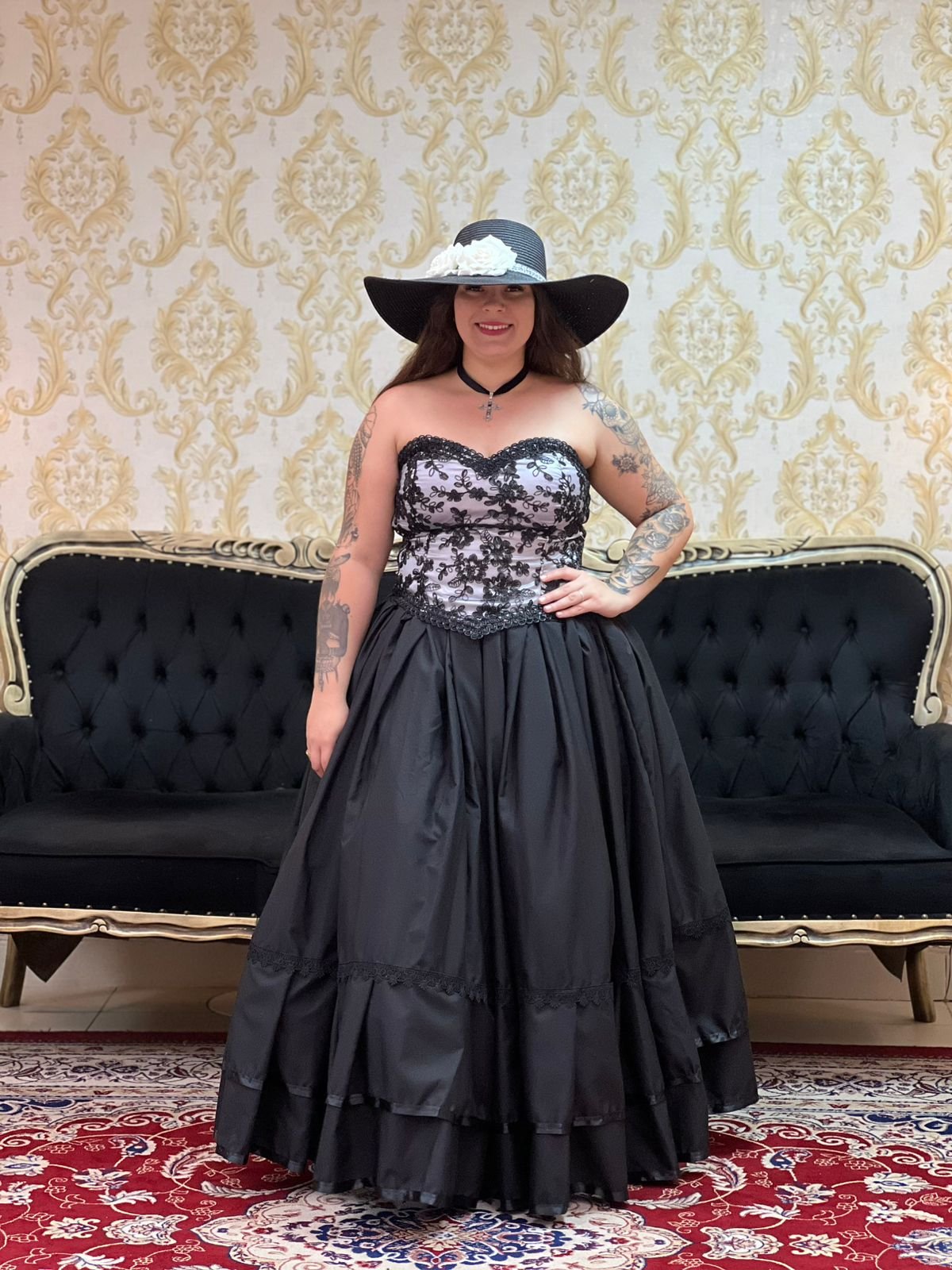 Saia 2 Babados Oxfor Preto 2237