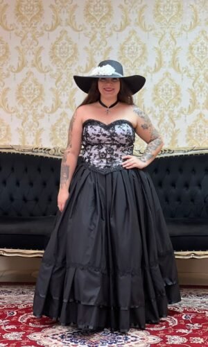 Saia 2 Babados Oxfor Preto 2237