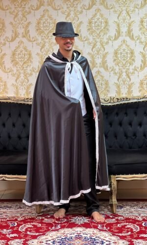 Capa Capuz Cetim Pto/Bco 029