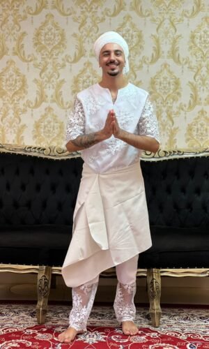 Pano de Cintura Brilho Branco/Dourado 002