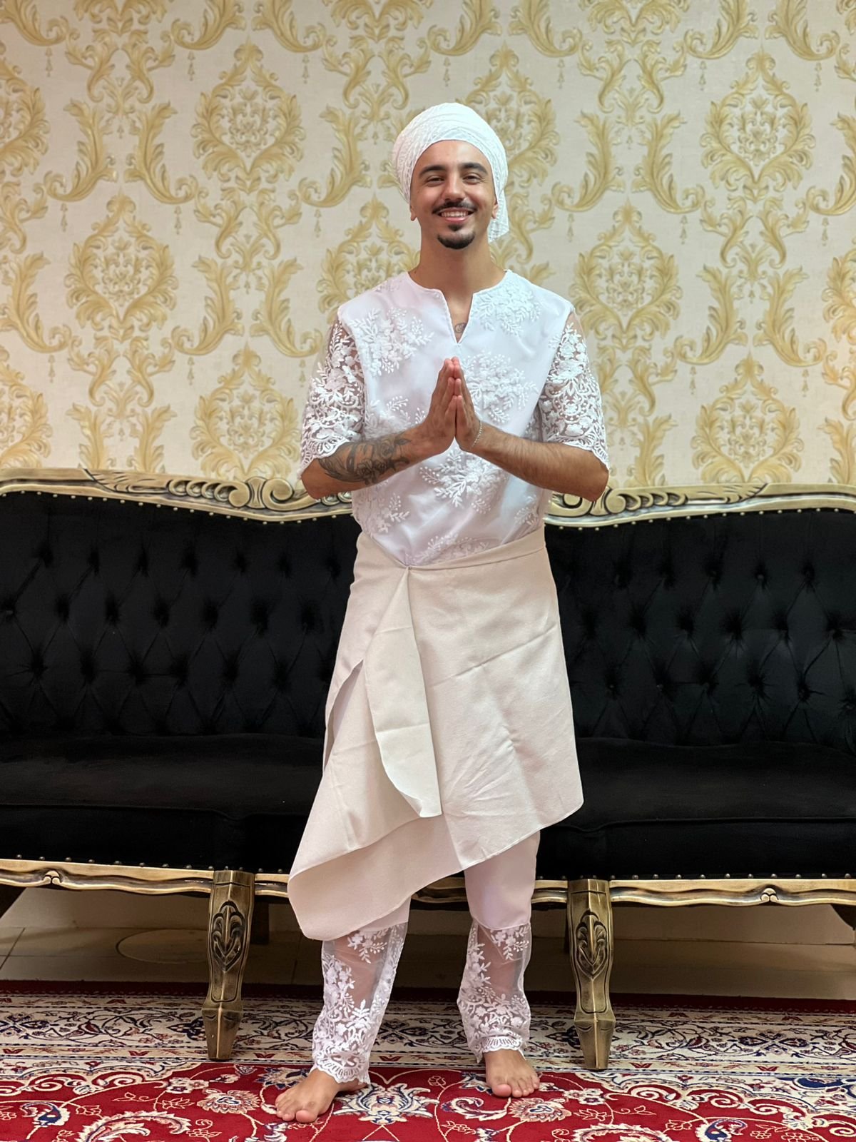 Pano de Cintura Brilho Branco/Dourado 002