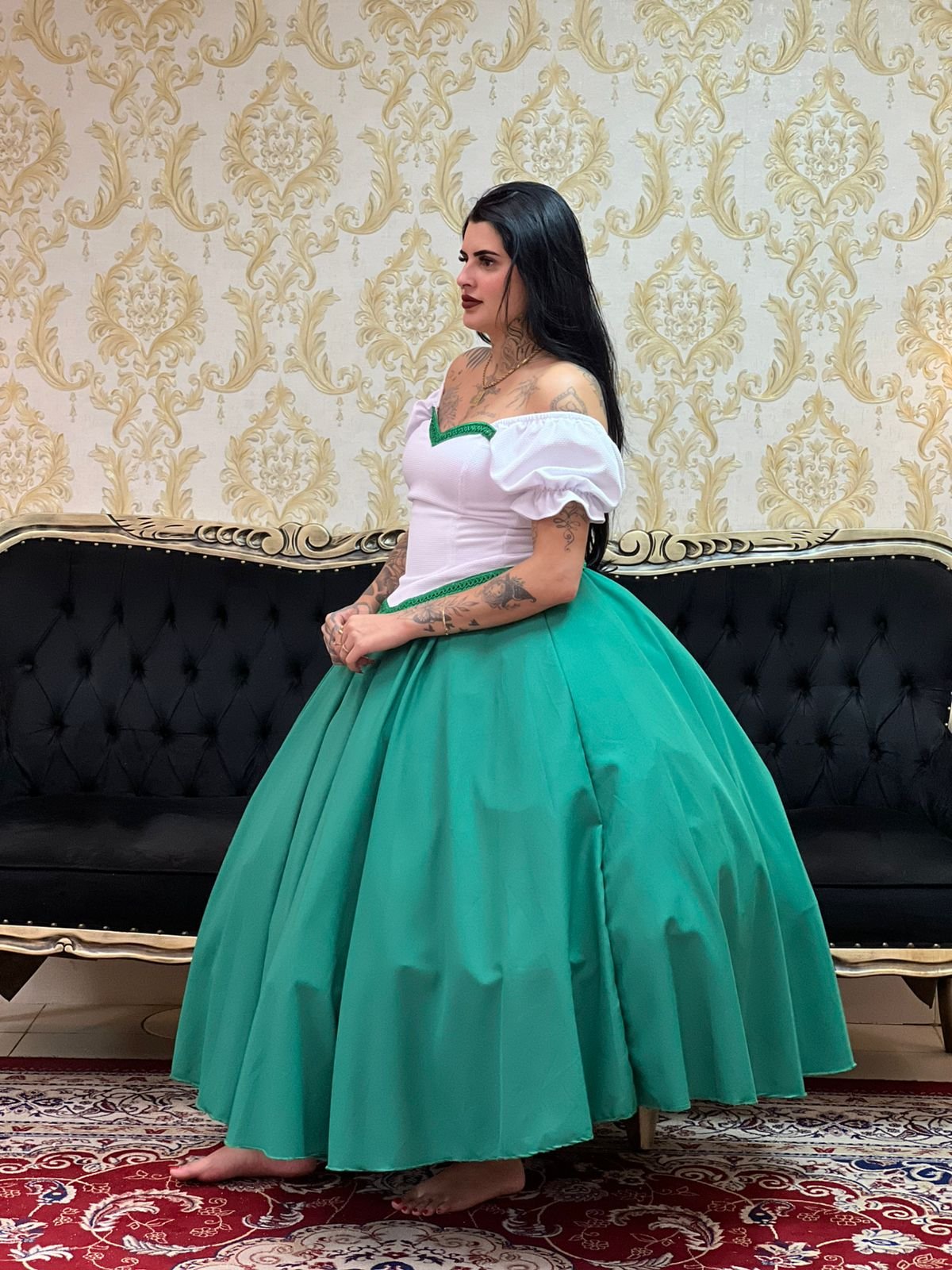 Corpete Piquet Branco/Verde 019