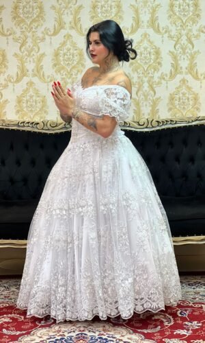 Corpete Bordado Metalic Bco/Prata 058