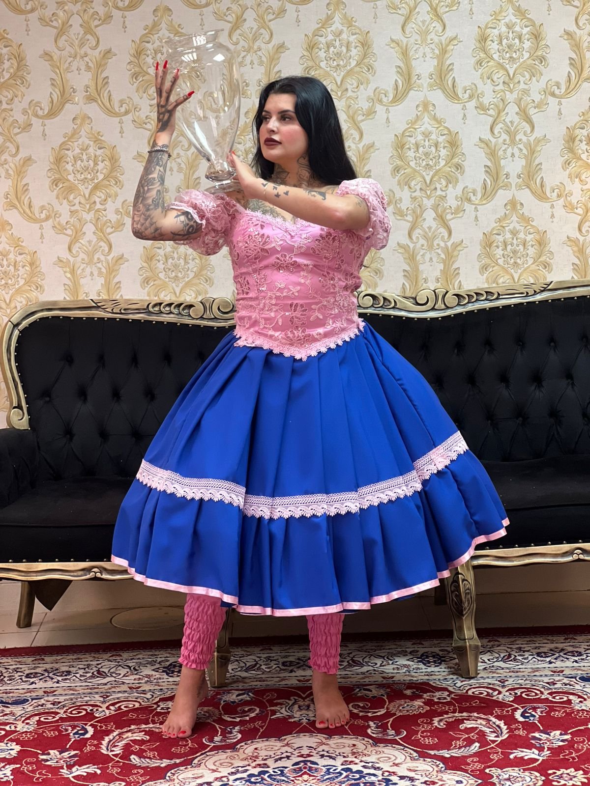 Corpete Bordado Paête Rosa 708