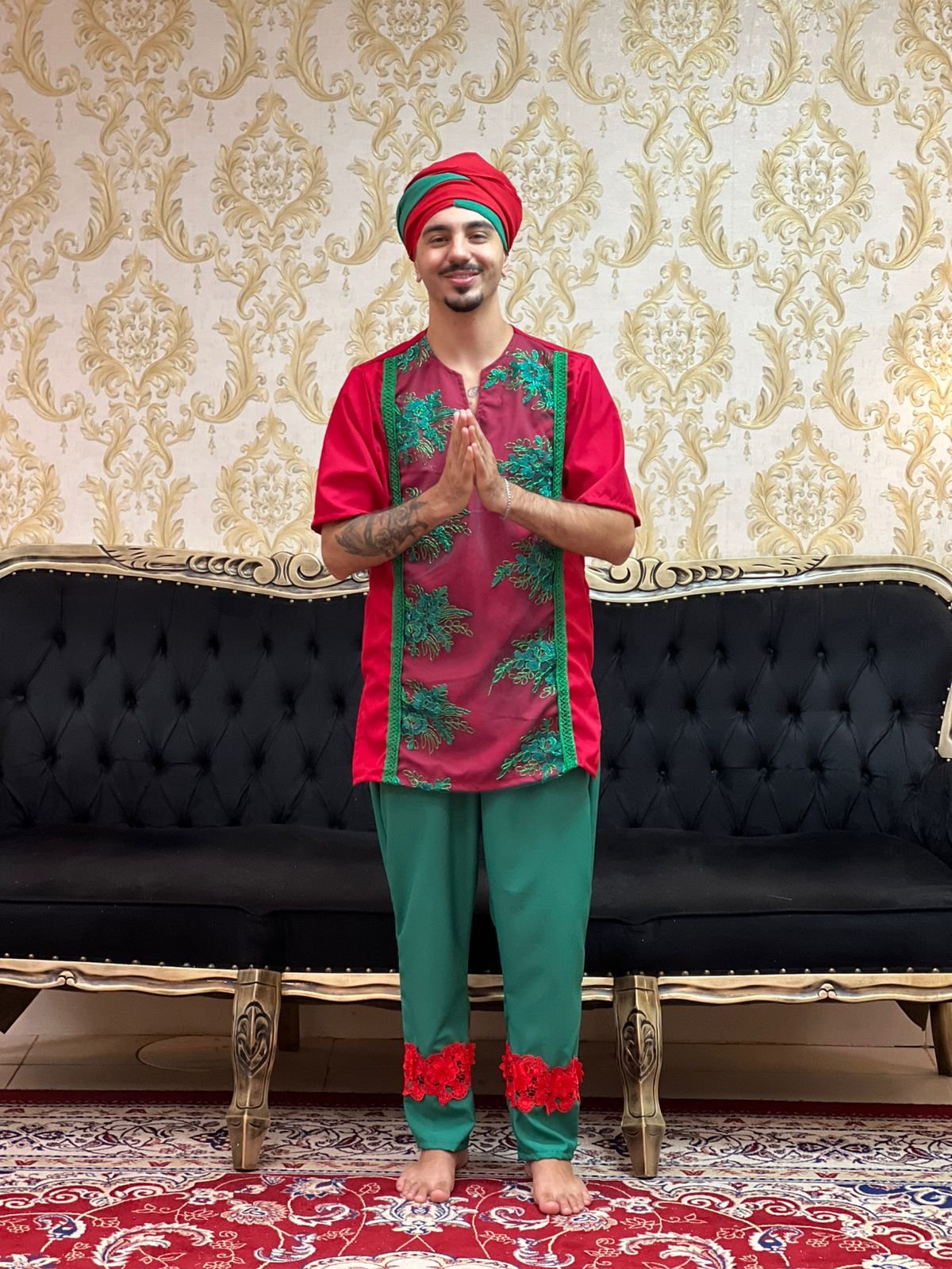 Kafta Bordada Verm/Verde 115