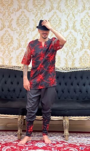 Kafta Bordada Slim Pto/Verm 268