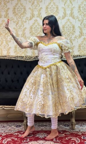 Saia Bordada Paete Curta Bco/Dou 051