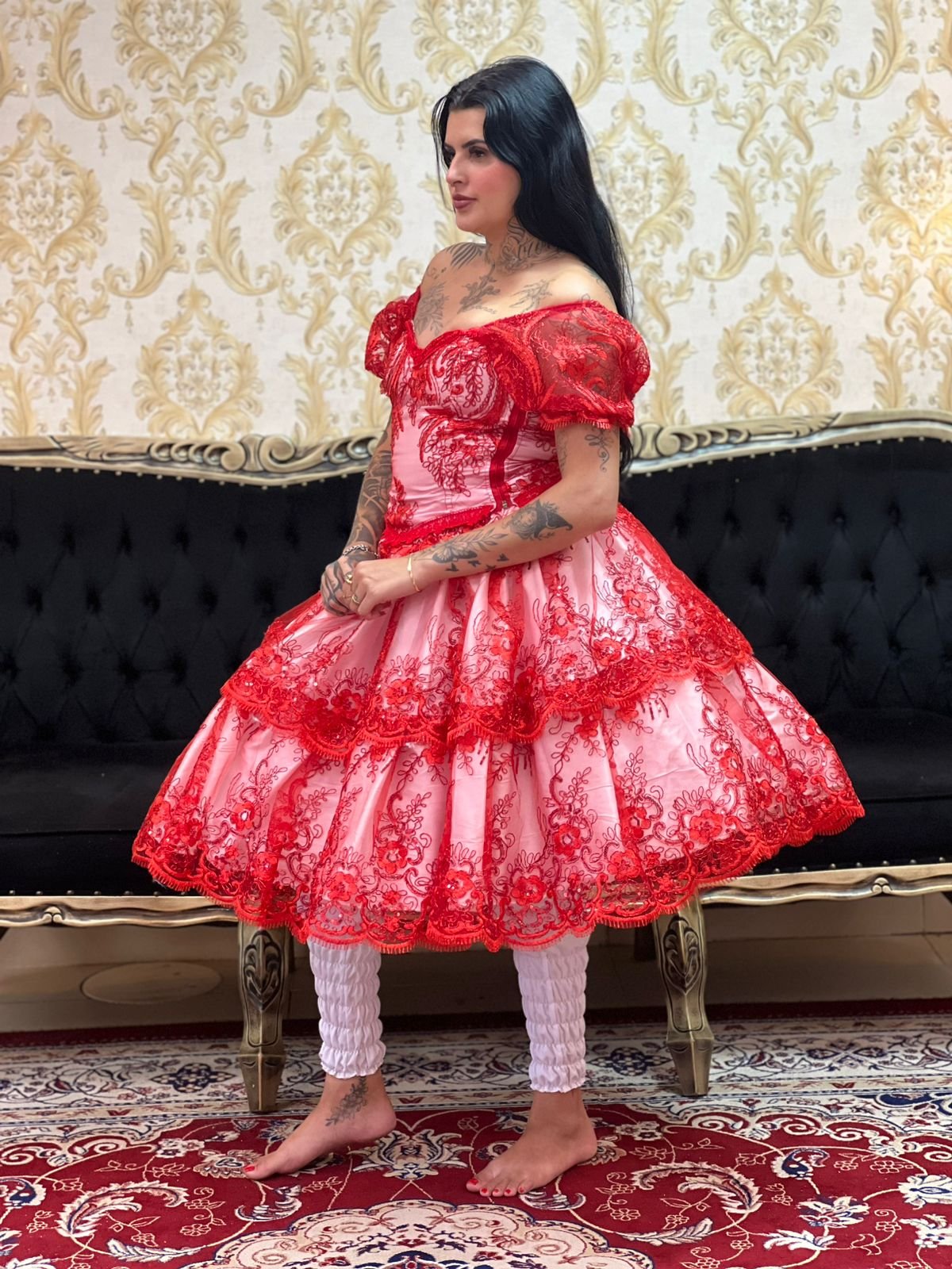 Saia Odara Curta Branca/Vermelho 066