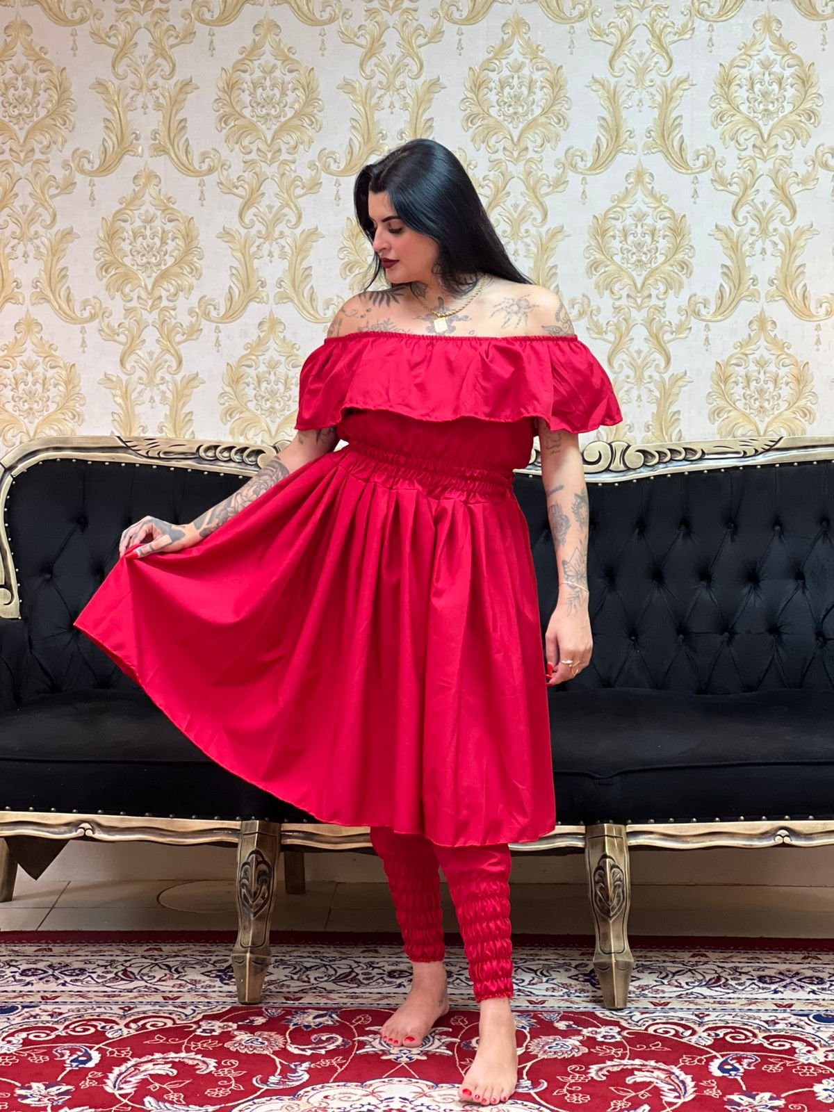 Saia Serão Oxfor Vermelha Curta 158