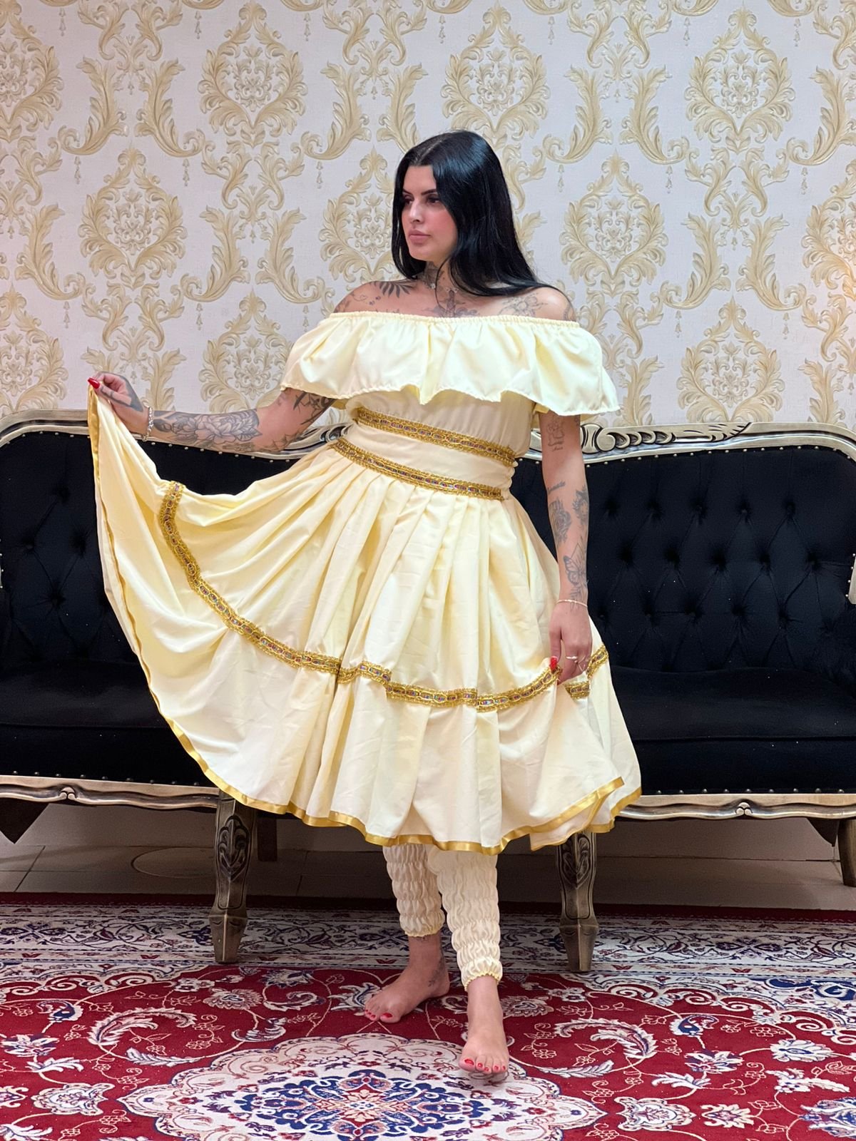 Saia 1 Babado Curta Amarelo/Dou 323