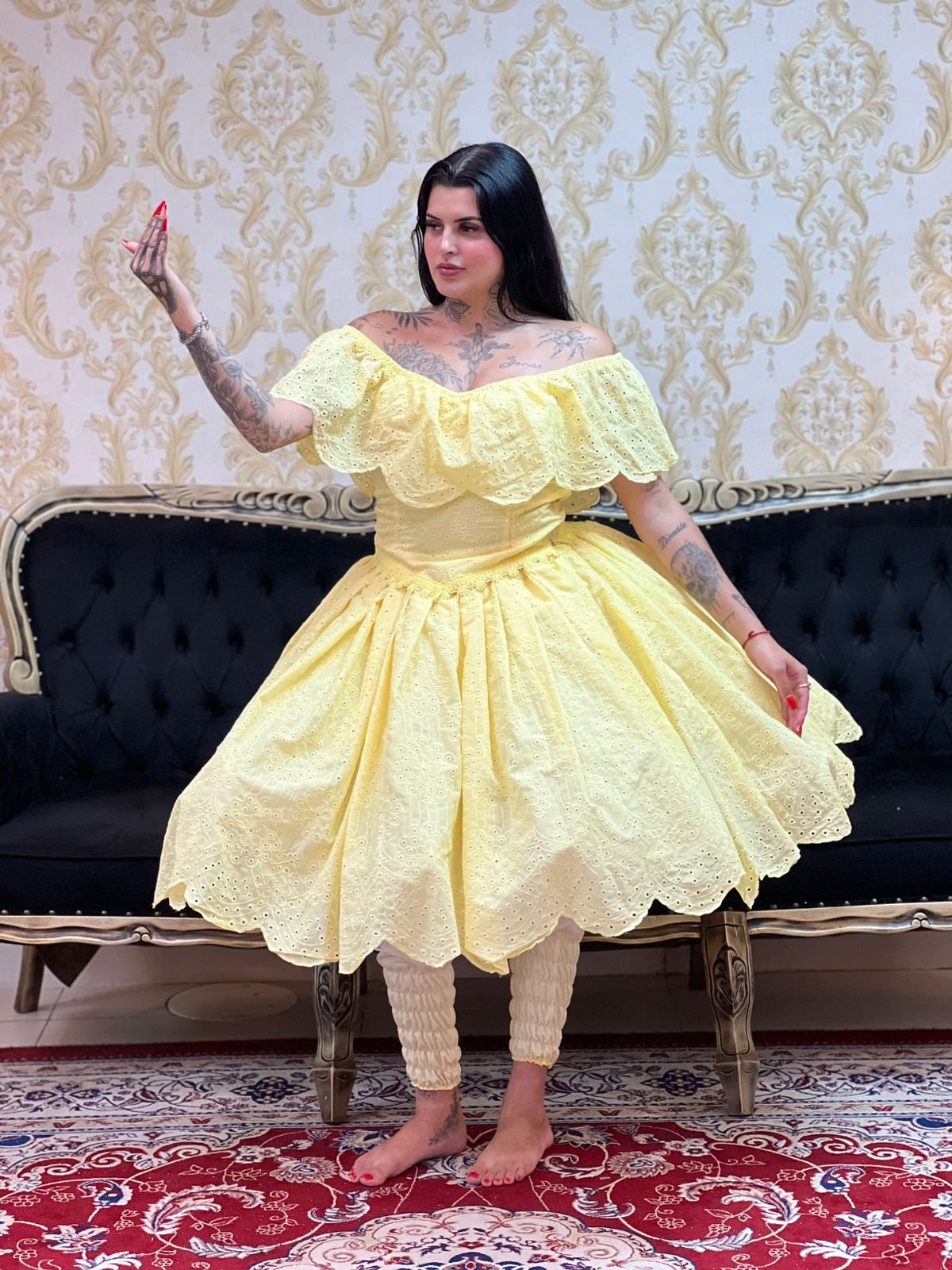 Saia Broderi Curta Amarelo 343