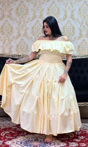 Saia Gomos Oxfor Longa Amarelo Claro 363