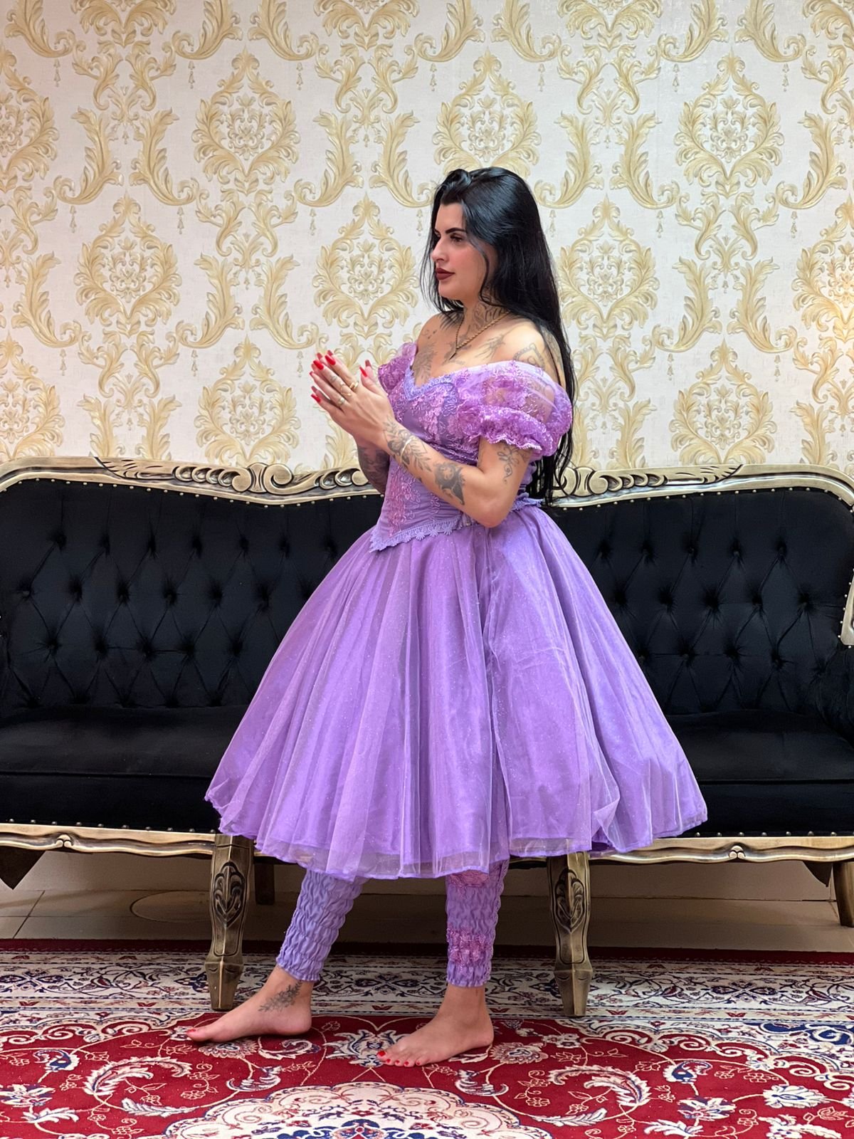 Saia Brilho Curta Lilás 505