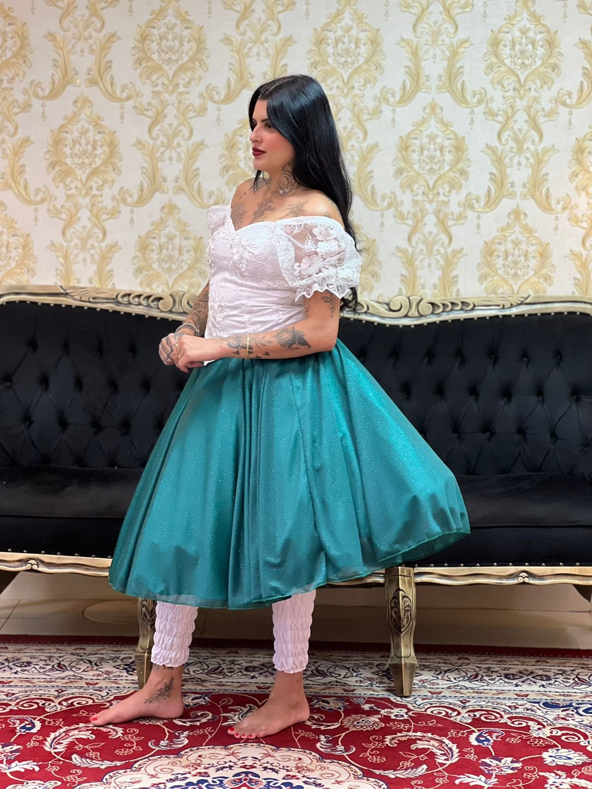 Saia Aurora Curta Verde Escuro 666