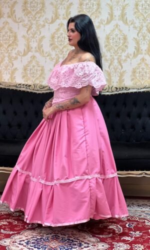 Saia 1 Babado Longa Rosa 709