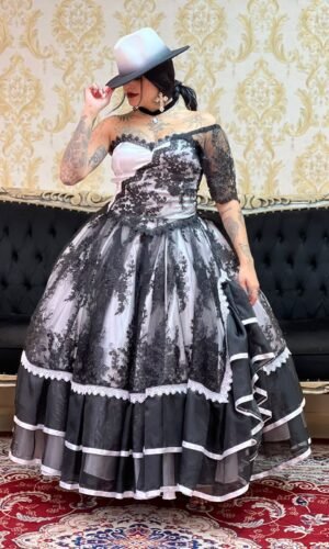 Saia Cabaré Branco/Preto 2059