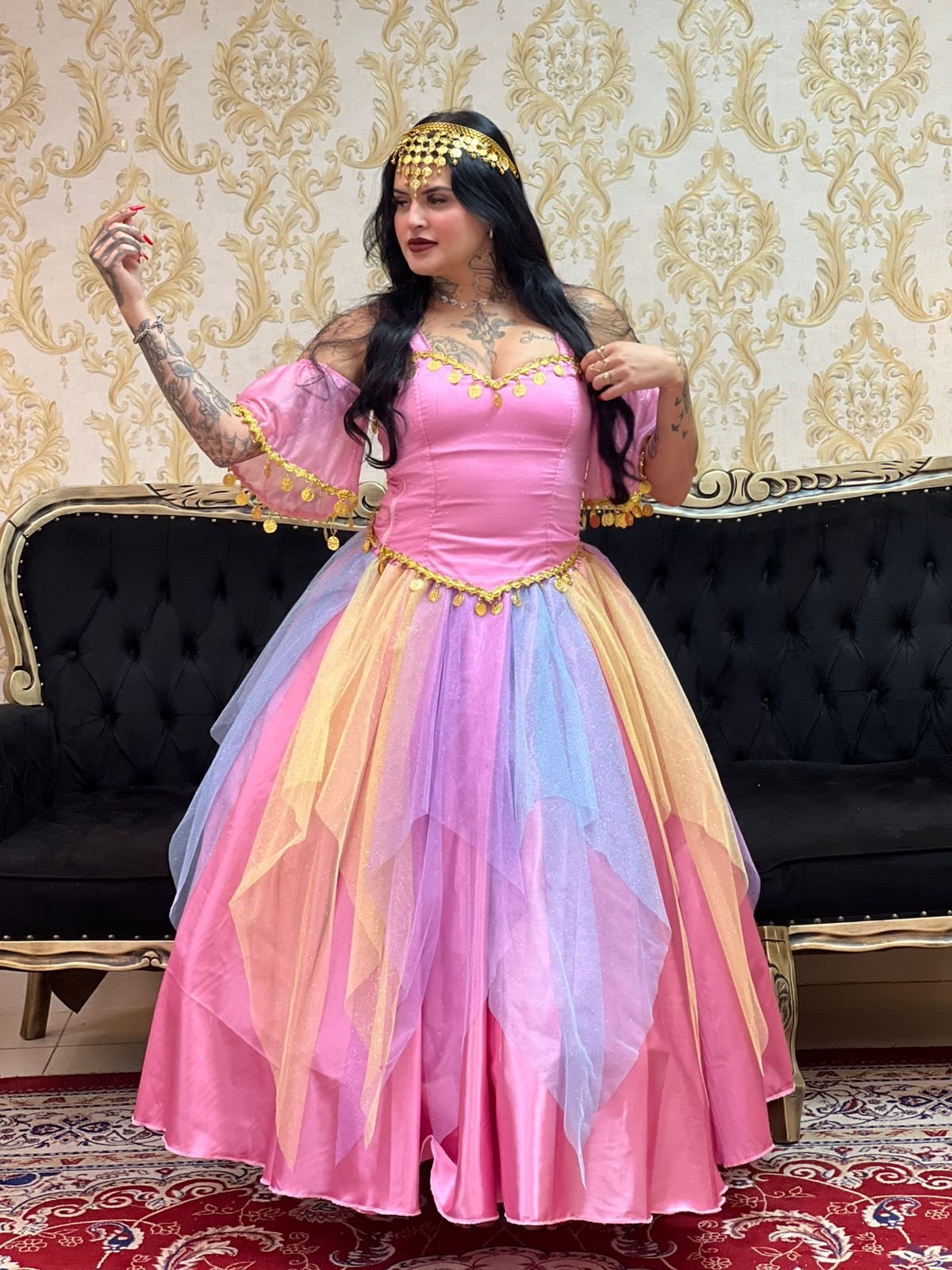 Saia Lenços Brilho Rosa 8700