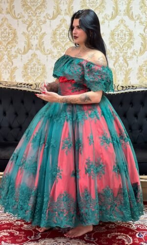 Blusa Babado Bordado Verm/Verde 168