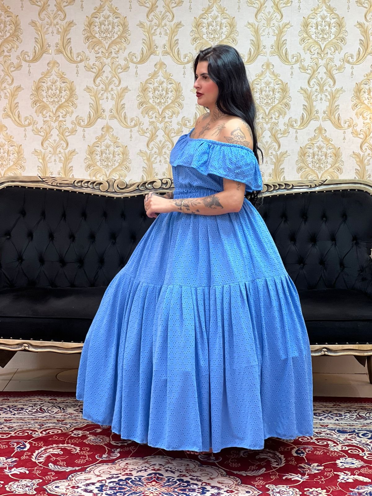 Blusa Babado Malha Azul 487