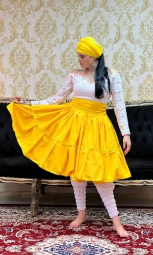 Saia 1 Babado Curta Amarelo 300