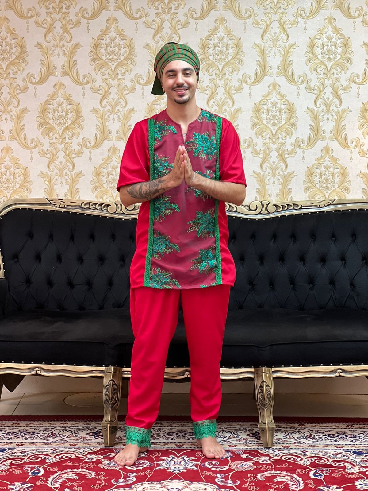 Calça Guipir Verm/Verde 166