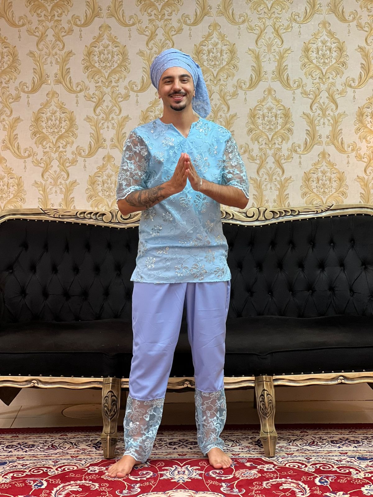 Calça Luxo Paete Azul 424