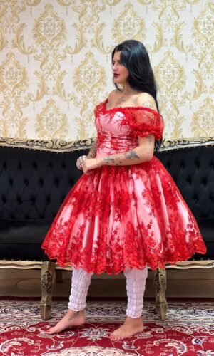 Corpete Bordado Paetê Bco/Verm 143