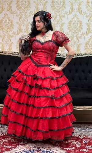 Corpete Bordado Verm/Preto 151